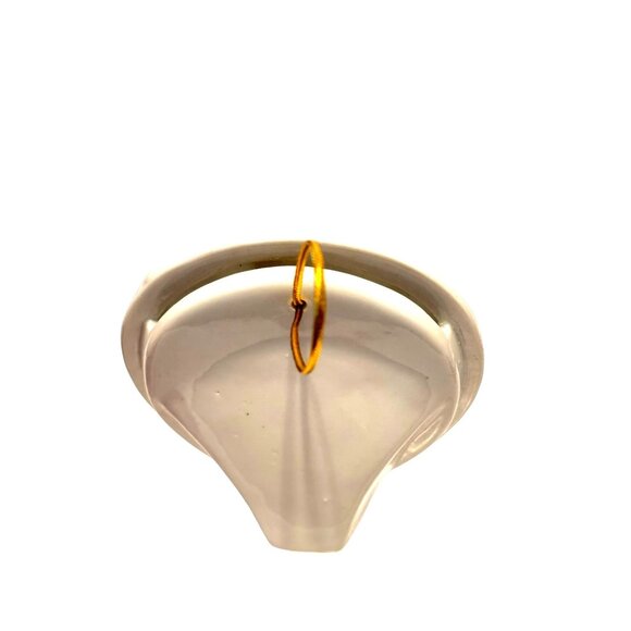 Ceramic Holiday Wreath Ornament With Red Bow & Gold Hanging Loop - Picture 3 of 6